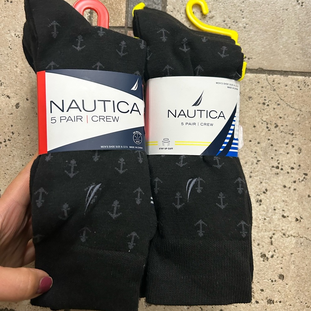 NWT Nautica Men's Black Crew Socks 10 pairs